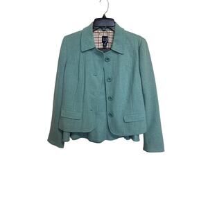 Gap 2 Piece Pastel Wool Suit Size 8 Medium Teal Office School Suit Ruffle